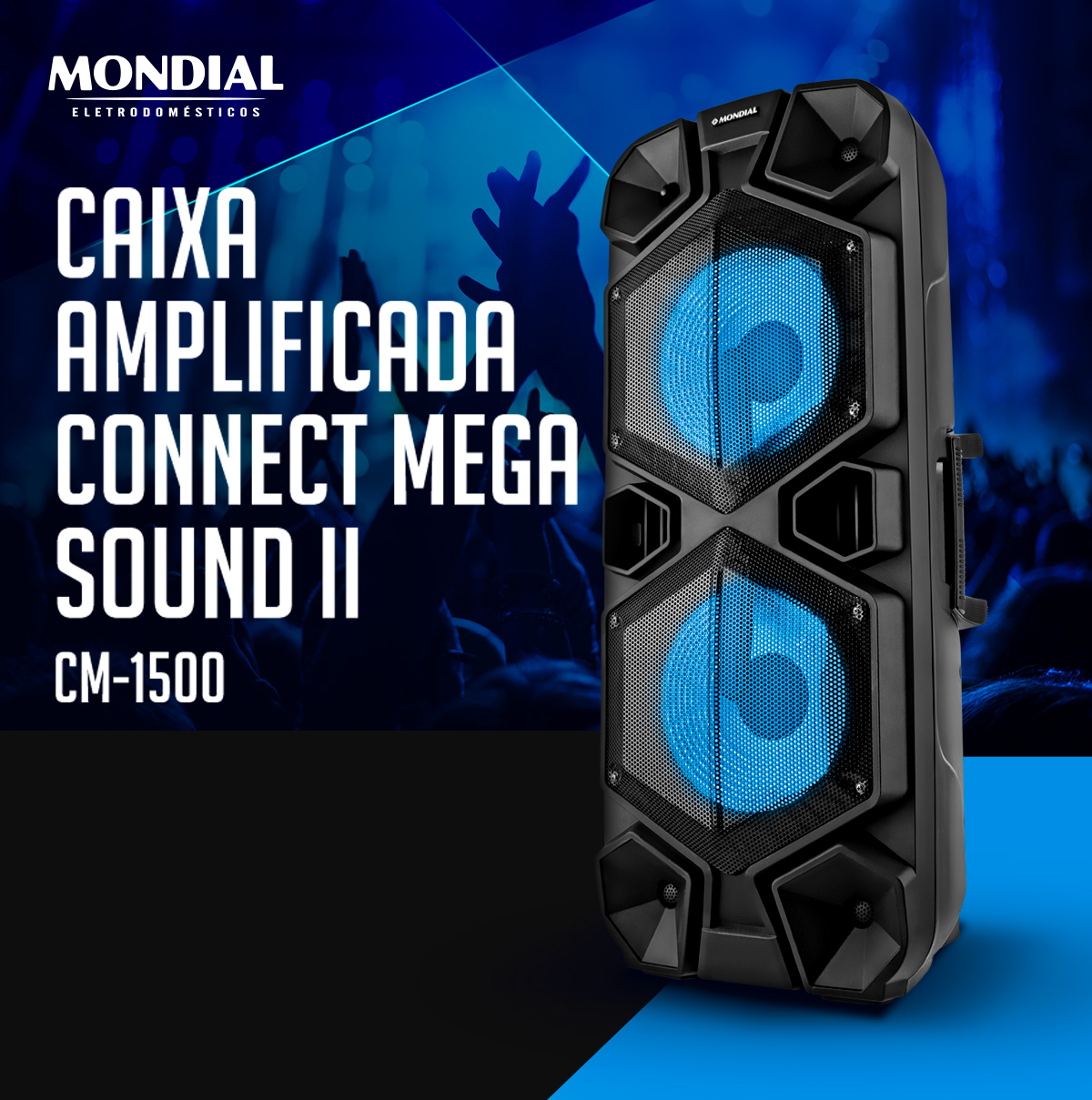 Caixa amplificada connect mega sound II CM-1500. Mondial Eletrodomésticos.
