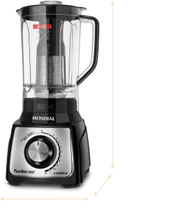 Liquidificador Mondial L-1200 Turbo, Filtro, 12 Vel + Pulsar, 1200W, Preto  - 220V