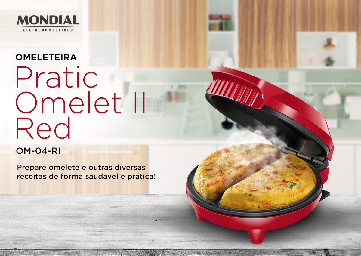  OMELETEIRA Pratic Omelet II Red. Prepare omelete e outras diversas receitas de forma saudável e prática! OM-04-RI 